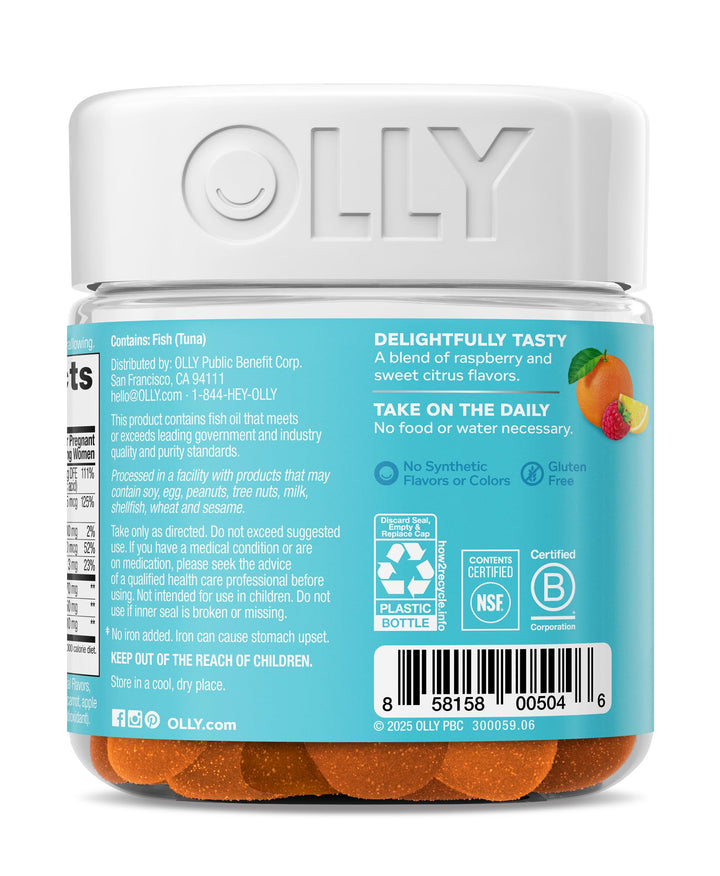 OLLY The Essential Prenatal Gummy Multivitamin, White Citrus, 60 Count