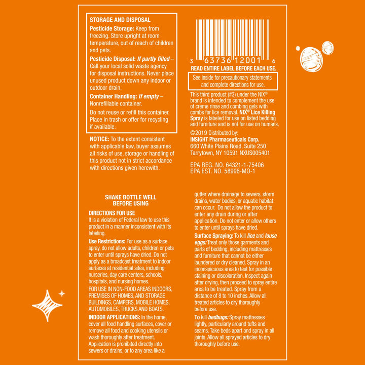 Nix Lice & Bed Bug Spray, 5 fl oz