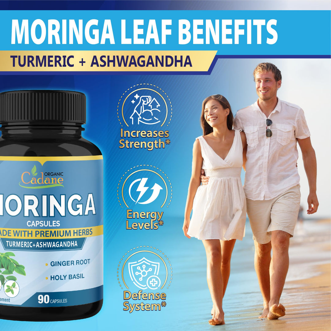 Organic Cadane Moringa Extract Capsules, 6450 mg, 3 Months Supply