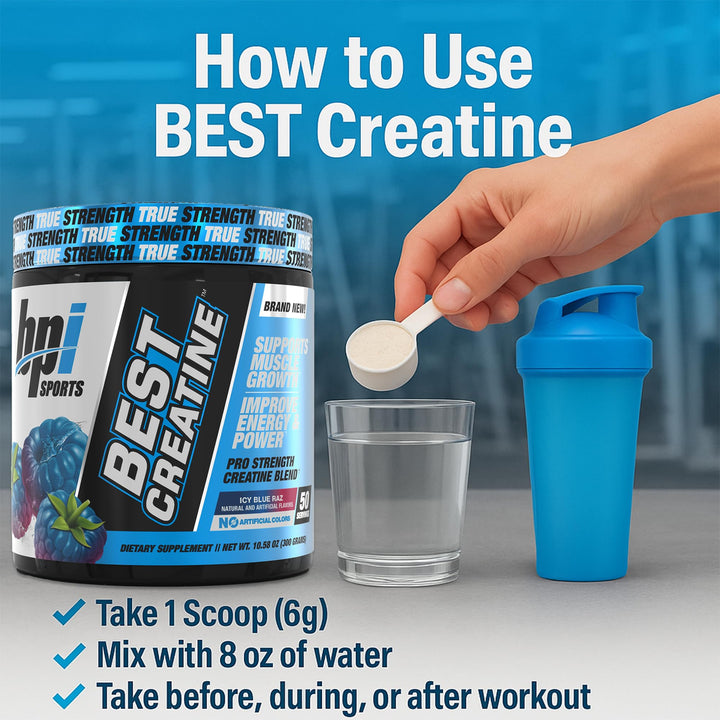 BPI Sports Best Creatine, Icy Blue Raz, 50 Servings
