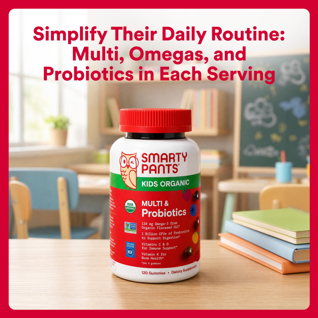 SmartyPants Organic Kids Multi & Probiotic Gummies, 120 Count
