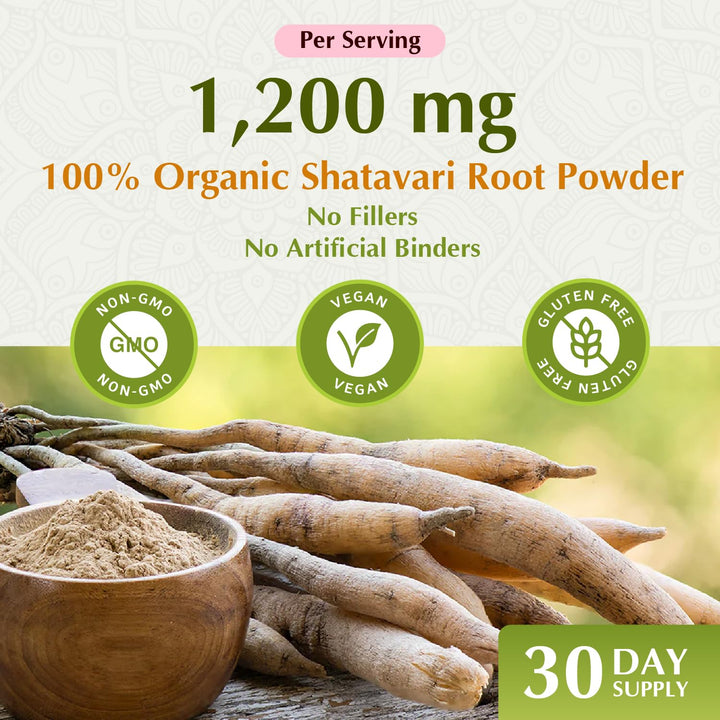 Jiva Botanicals Shatavari Capsules, 1200 mg, 60 Count