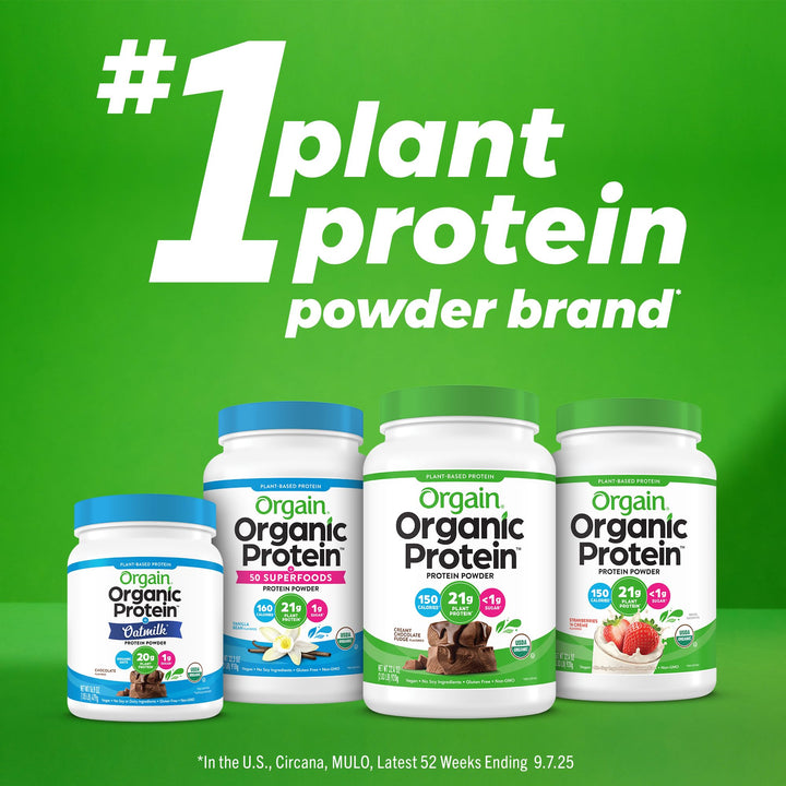 Orgain Organic Vegan Protein Powder, Natural Unsweetened, 1.59 lb