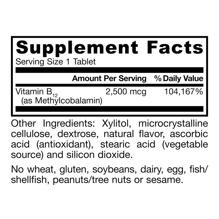 Jarrow Formulas Methyl Vitamin B-12, 2500 mcg, 100 Count