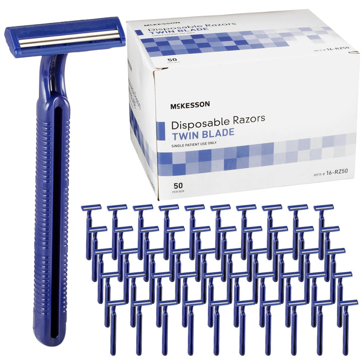 McKesson Twin Blade Disposable Razor, Box of 50