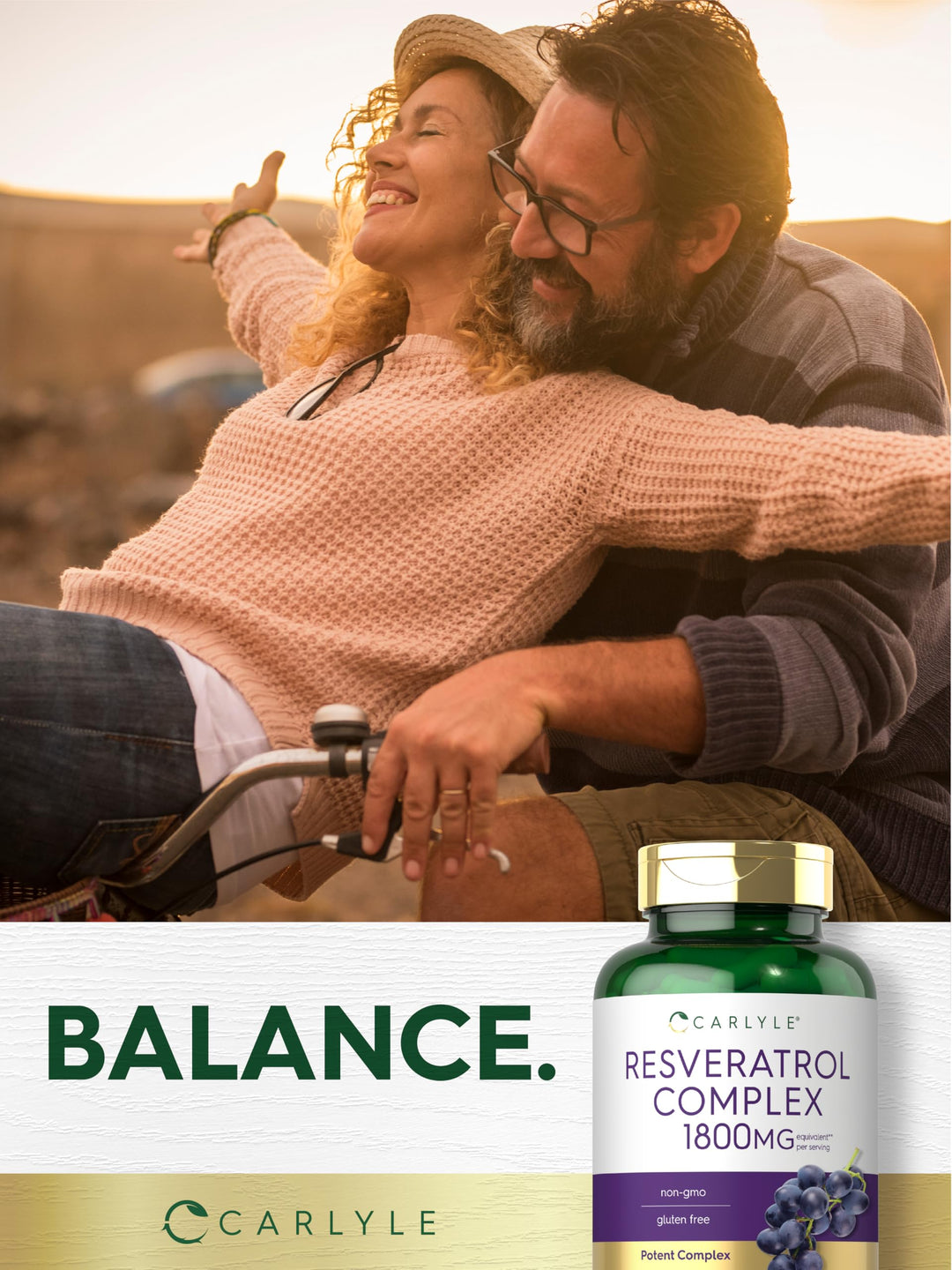 Carlyle Resveratrol Supplement, 1800 mg, 180 Count