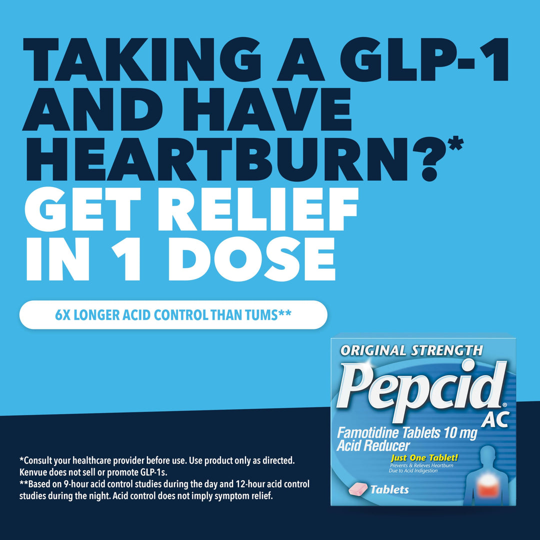 Pepcid AC Original Strength Tablets, 10mg Famotidine, 30 Count