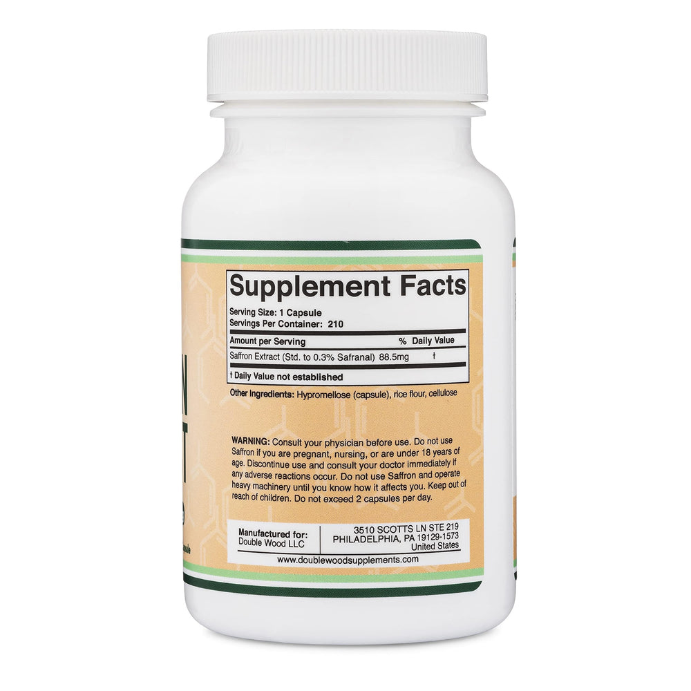 Double Wood Supplements Saffron Supplement, 88.5 mg, 210 Count