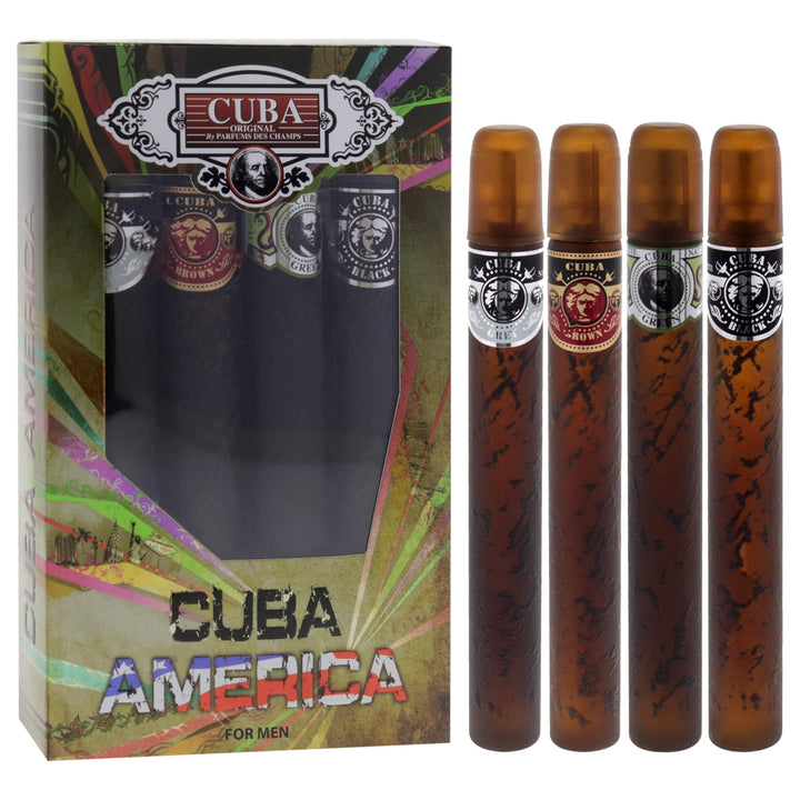 Cuba America 4-Piece Set, Black Brown Green Grey, 4 x 35 ml