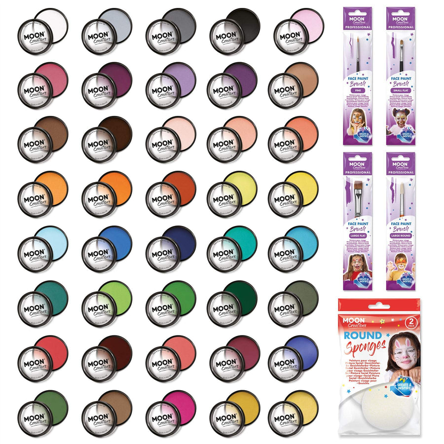 Moon Creations Pro Face And Body Paint Cake Pots, 40 Colour Professional Kit