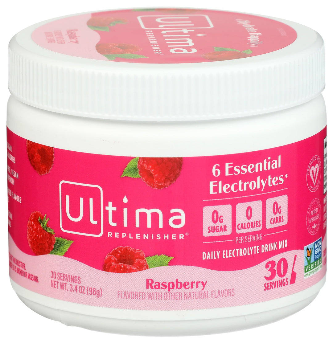 Ultima Replenisher Electrolyte Hydration Powder, Raspberry, 30 Count