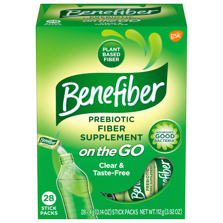 Benefiber On the Go Prebiotic Fiber Supplement Powder, Unflavored, 28 Count