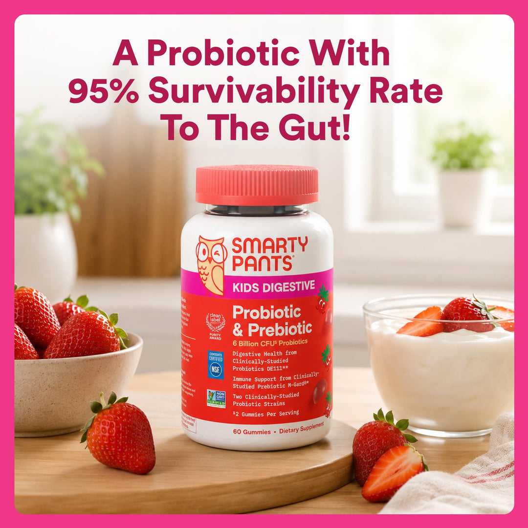 SmartyPants Kids Probiotic Immunity Gummies, Strawberry Creme, 60 Count