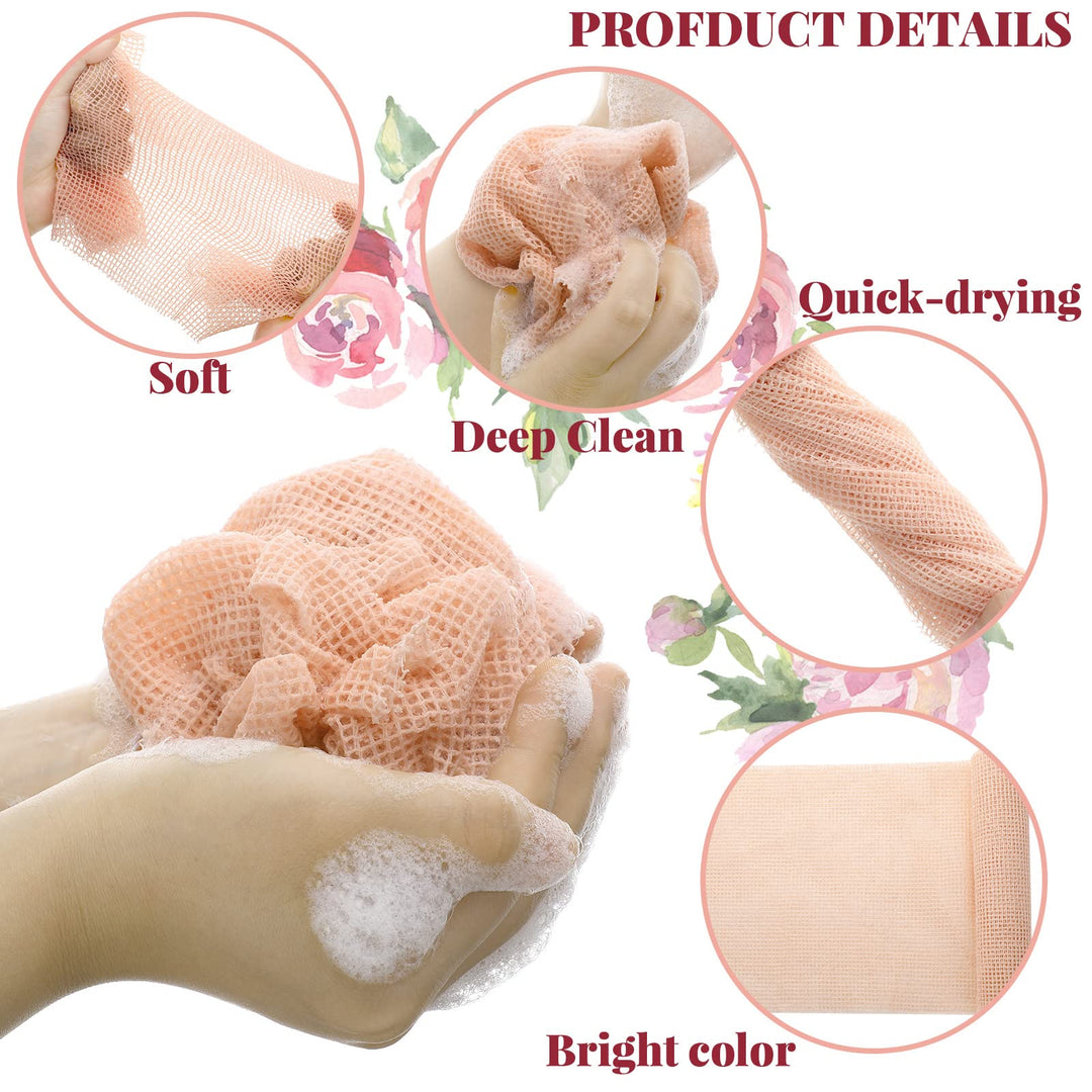 Breling African Body Exfoliating Net, Black Brown Pink Purple, 4 Count