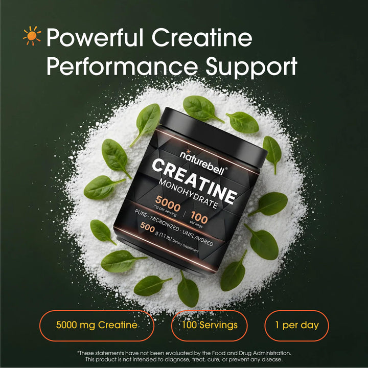 NatureBell Creatine Monohydrate Powder, 5000 mg, 500 g