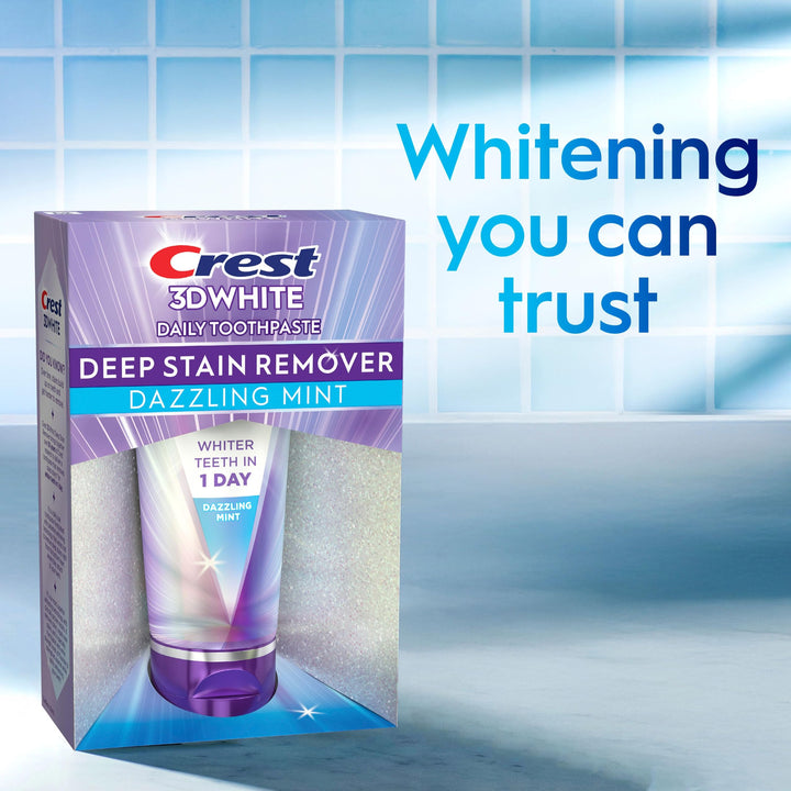 Crest 3DWhite Deep Stain Remover Toothpaste, Dazzling Mint, 2.1 oz