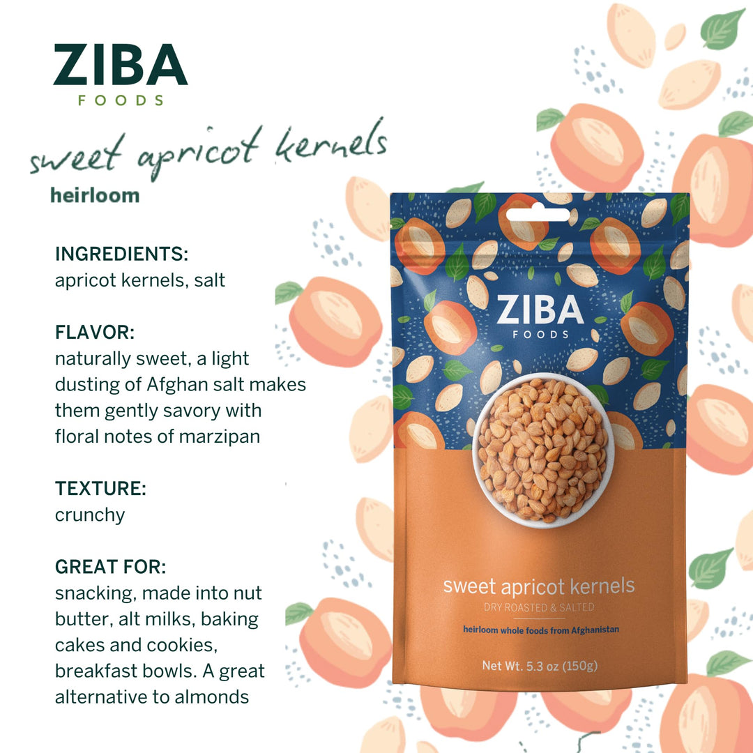 Ziba Sweet Apricot Kernels, Dry Roasted and Salted, 150 g
