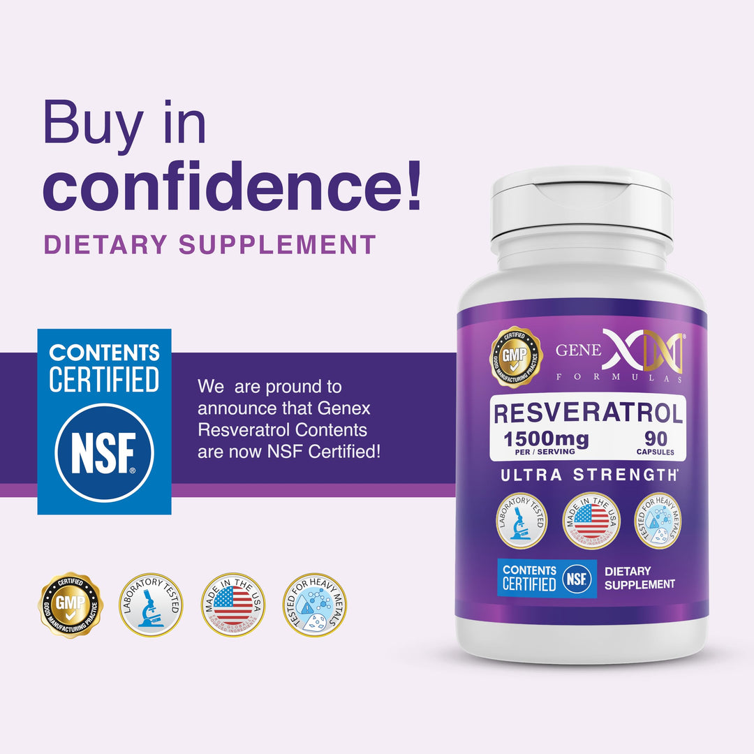 Genex Formulas Resveratrol Supplement, 1500 mg, 90 Count