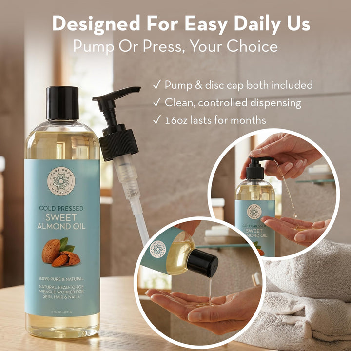 Pure Body Naturals Sweet Almond Oil, 16 fl oz