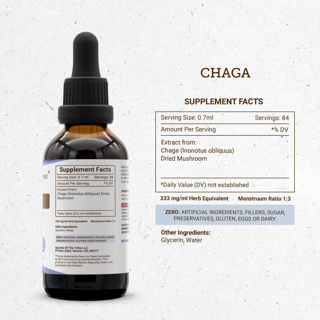 Secrets of the Tribe Chaga Alcohol-Free Extract, Organic, 2 fl oz