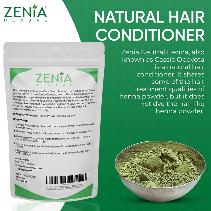Zenia 100% Pure Neutral Henna Powder, 1 kg