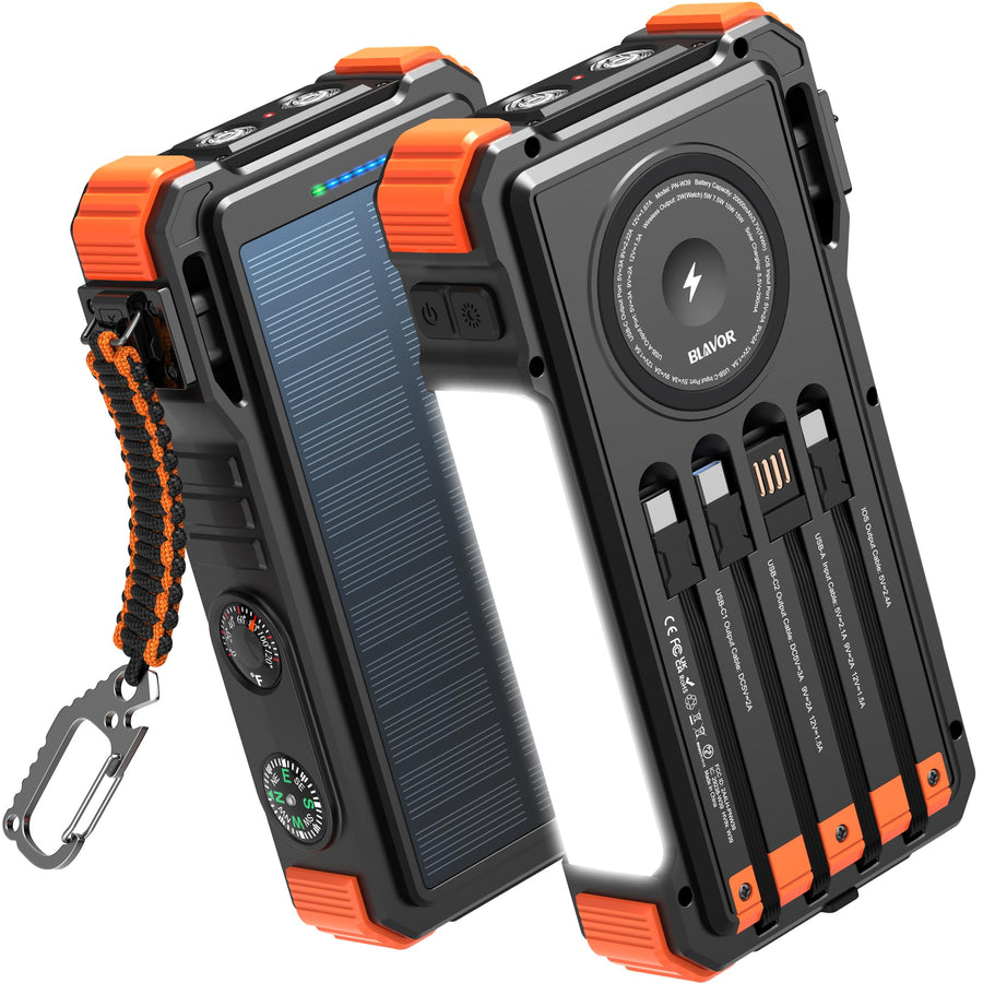 BLAVOR Solar Power Bank, Wireless Charger, 20000mAh