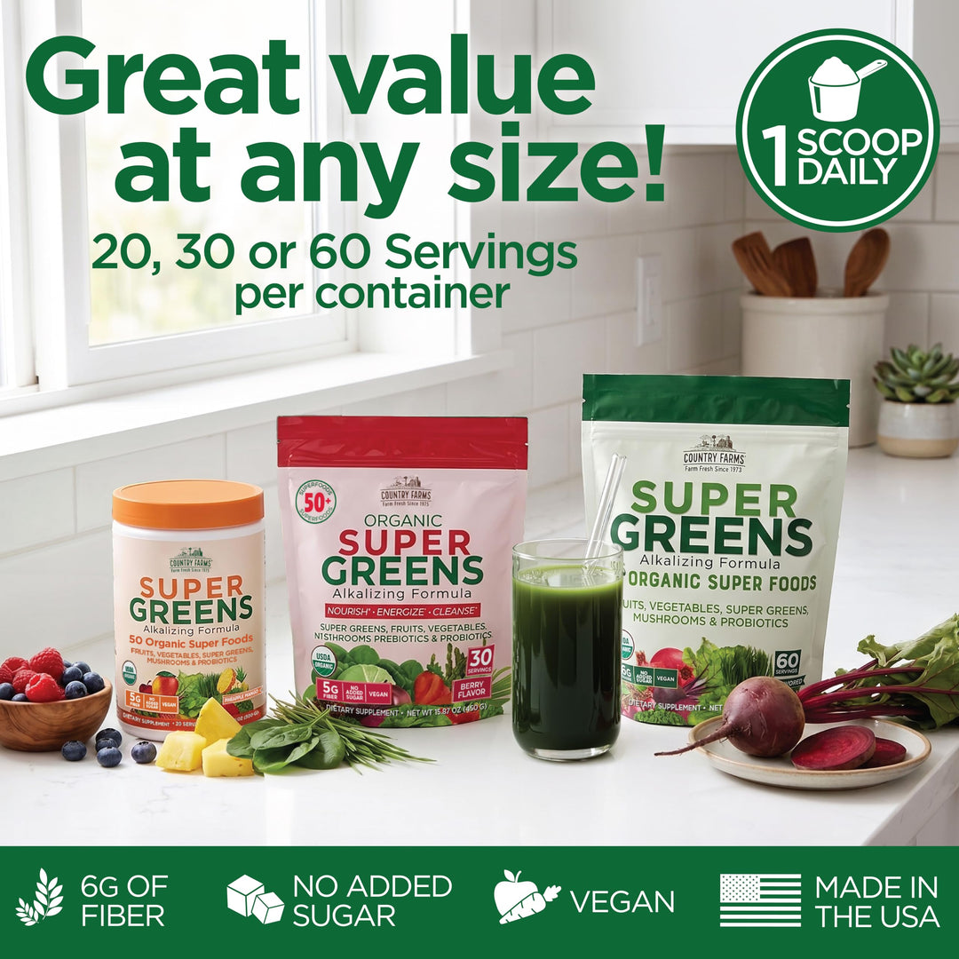 Country Farms Super Greens Drink Mix, Natural Flavor, 10.6 oz