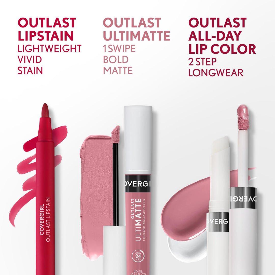 COVERGIRL Outlast All-Day Lip Color Custom Nudes, Deep Cool, 2 Count