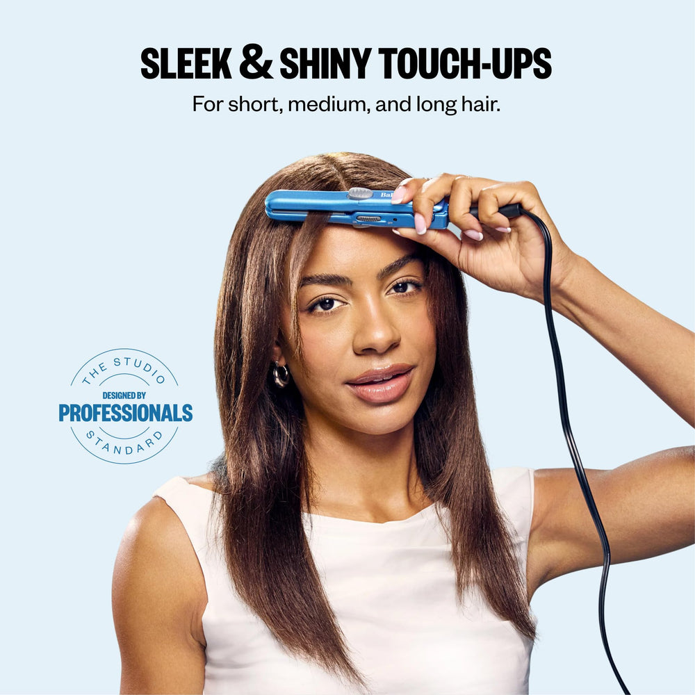 BaBylissPRO Nano Titanium Mini Straightening Iron, Blue, 0.5 in