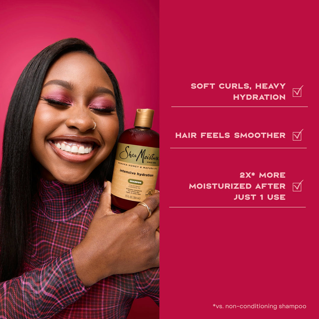 SHEA MOISTURE Manuka Honey And Mafura Oil Intensive Hydration Shampoo, 13 fl oz