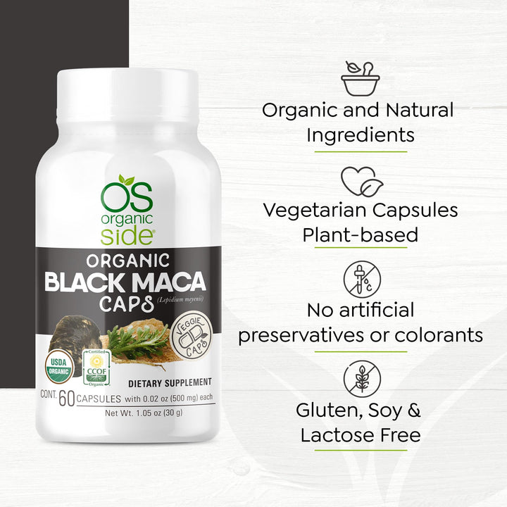 OS Organic Side Black Maca Capsules, 60 Count