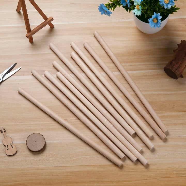 Coowayze Wooden Dowel Rods And Sticks, 1/2 x 12, 10 Count