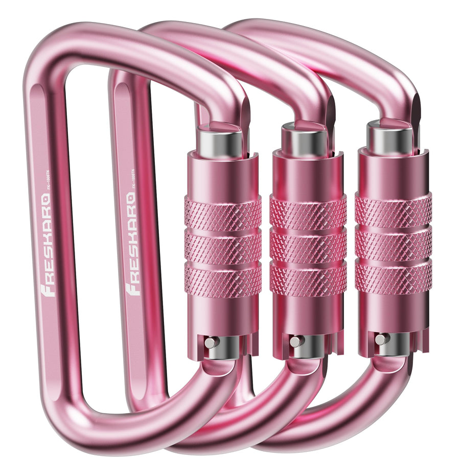 FresKaro Locking Carabiner Clips, Pink, 3 Count