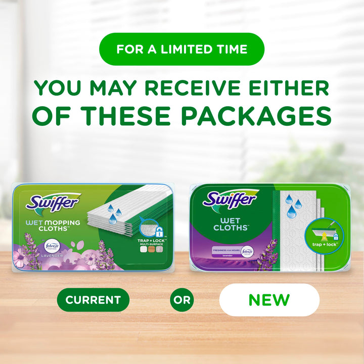 Swiffer Sweep + Mop Wet Pads Refill, Lavender, 12 Count