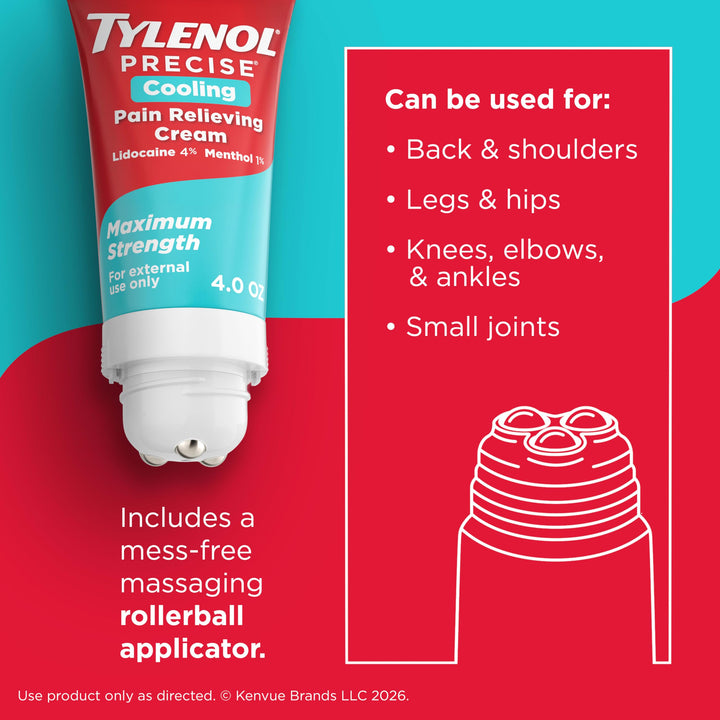 Tylenol Precise Cooling Pain Relieving Cream, Maximum Strength, 4 oz