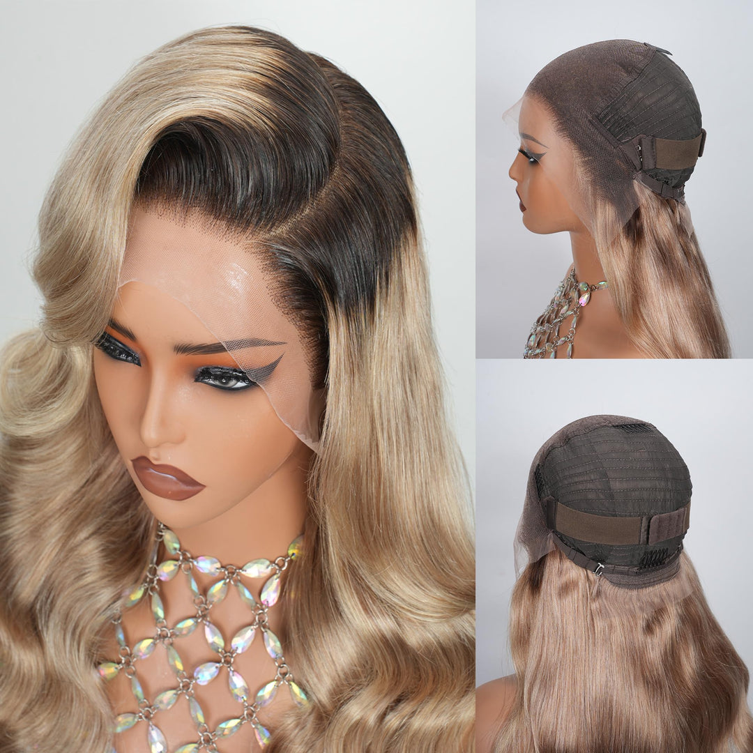 ILHILH Body Wave Lace Front Wig, Ash Blonde, 26 Inch