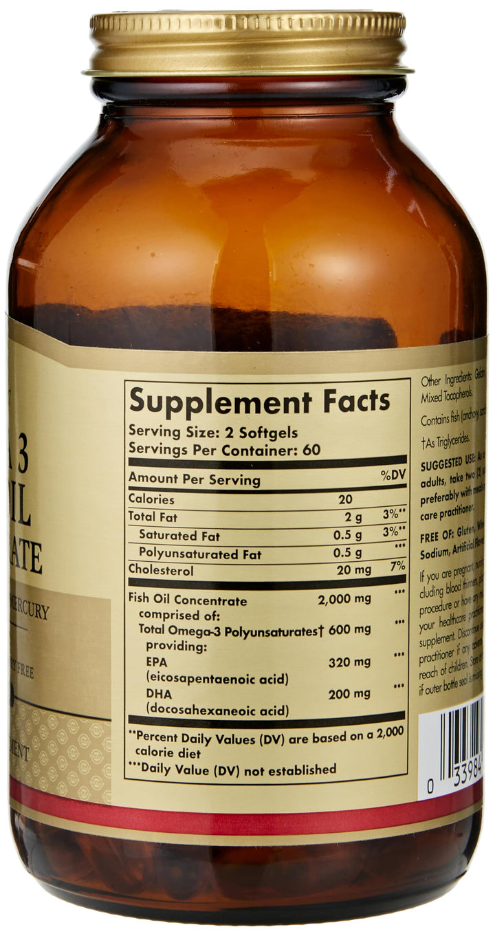Solgar Omega-3 Fish Oil Concentrate, 120 Count