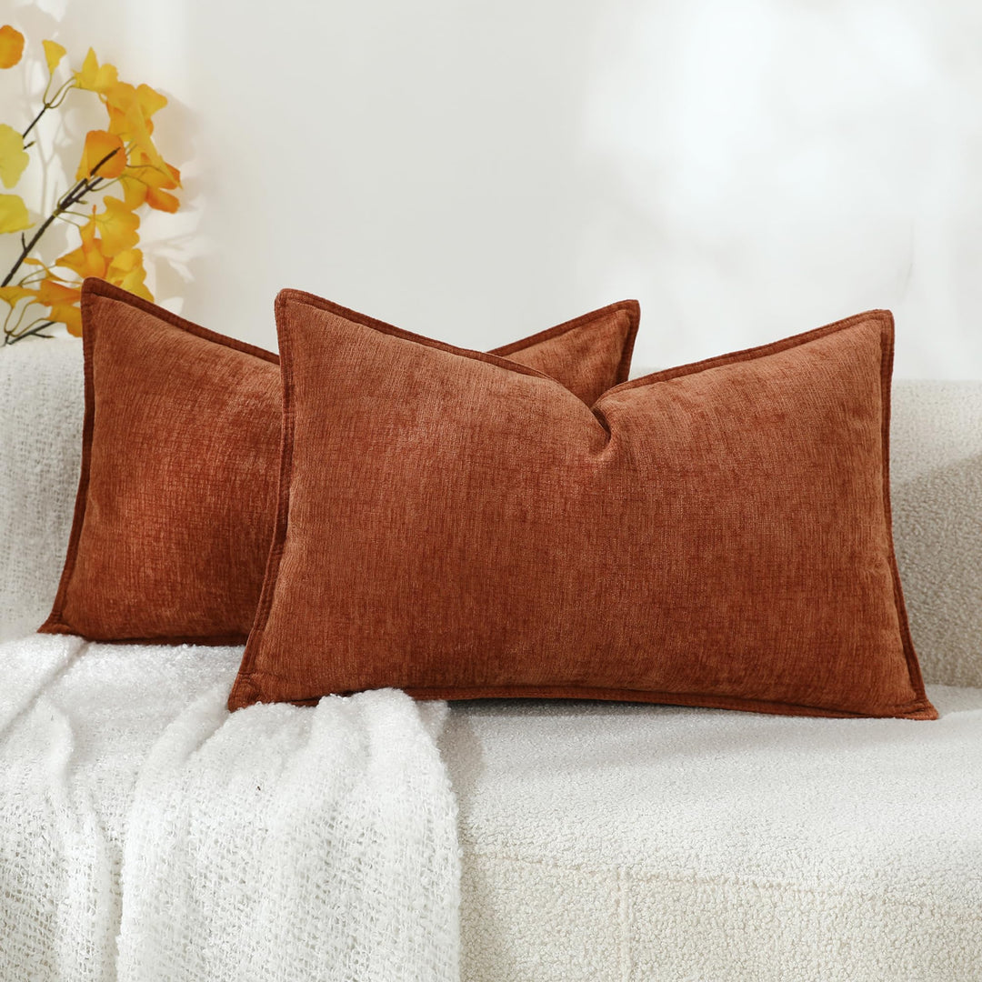 Stellhome Decorative Pillow Covers, Burnt Orange, 12x20 in, Pack of 2