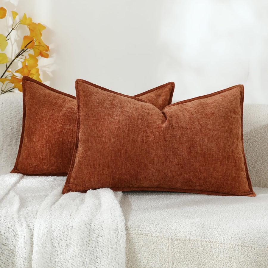 Stellhome Decorative Pillow Covers, Burnt Orange, 12x20 in, Pack of 2