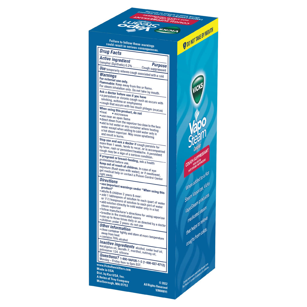 Vicks VapoSteam Medicated Liquid Camphor Cough Suppressant, 8 oz
