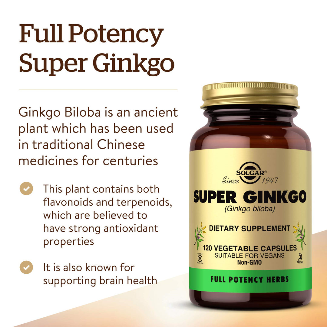 Solgar Super Ginkgo Vegetable Capsules, 120 Count