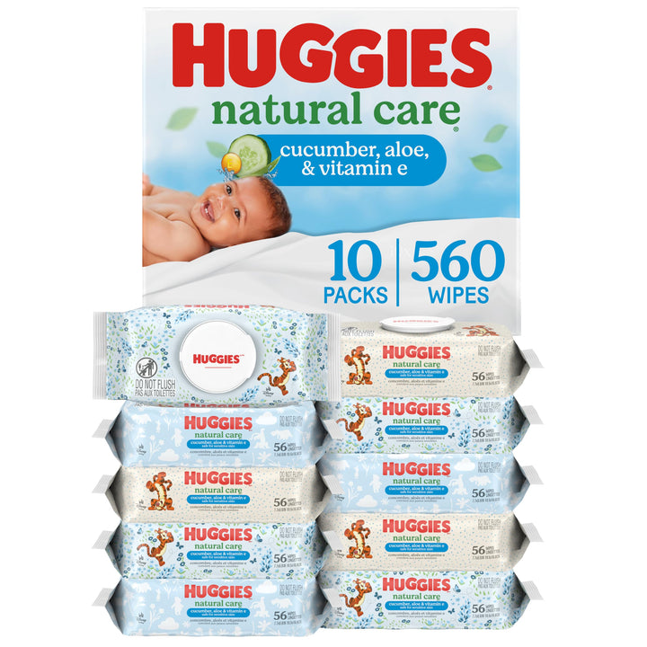 HUGGIES Natural Care Baby Wipes, Cucumber & Aloe, 560 Count