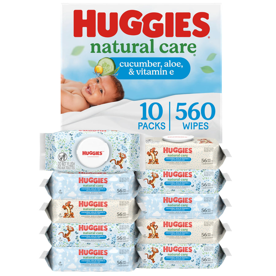 HUGGIES Natural Care Baby Wipes, Cucumber & Aloe, 560 Count