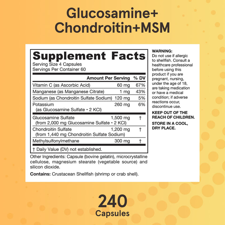 Jarrow Formulas Glucosamine + Chondroitin + MSM, 240 Count