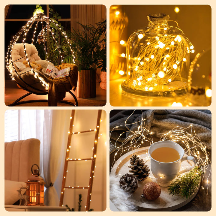 Twinkle Star LED String Lights, Warm White, 33 ft