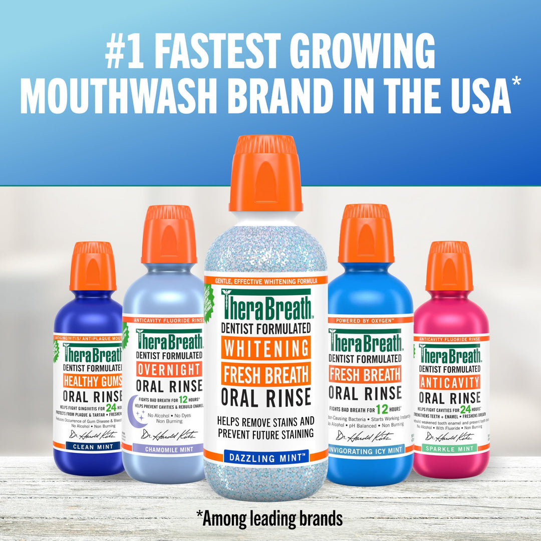 TheraBreath Whitening Mouthwash, Dazzling Mint, 16 oz, Pack of 2