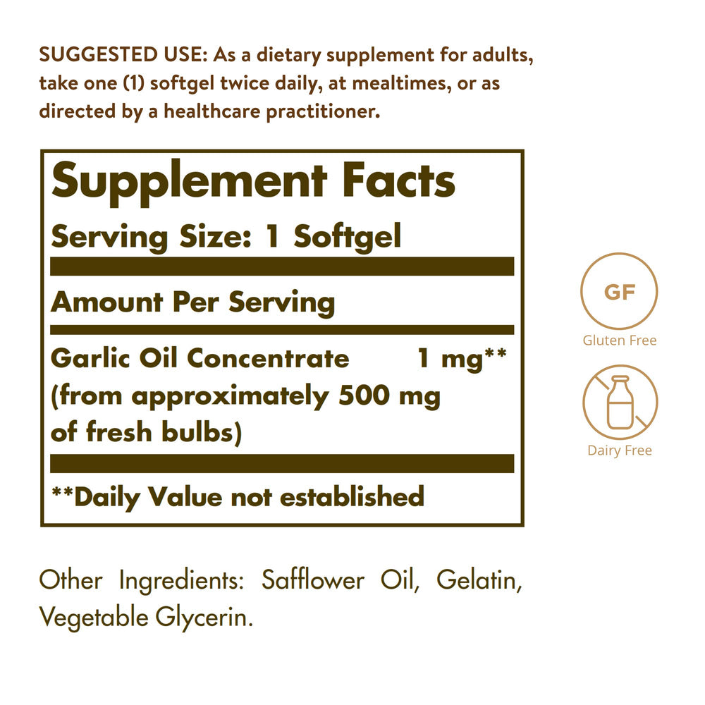 Solgar Garlic Oil Softgels, 250 Count