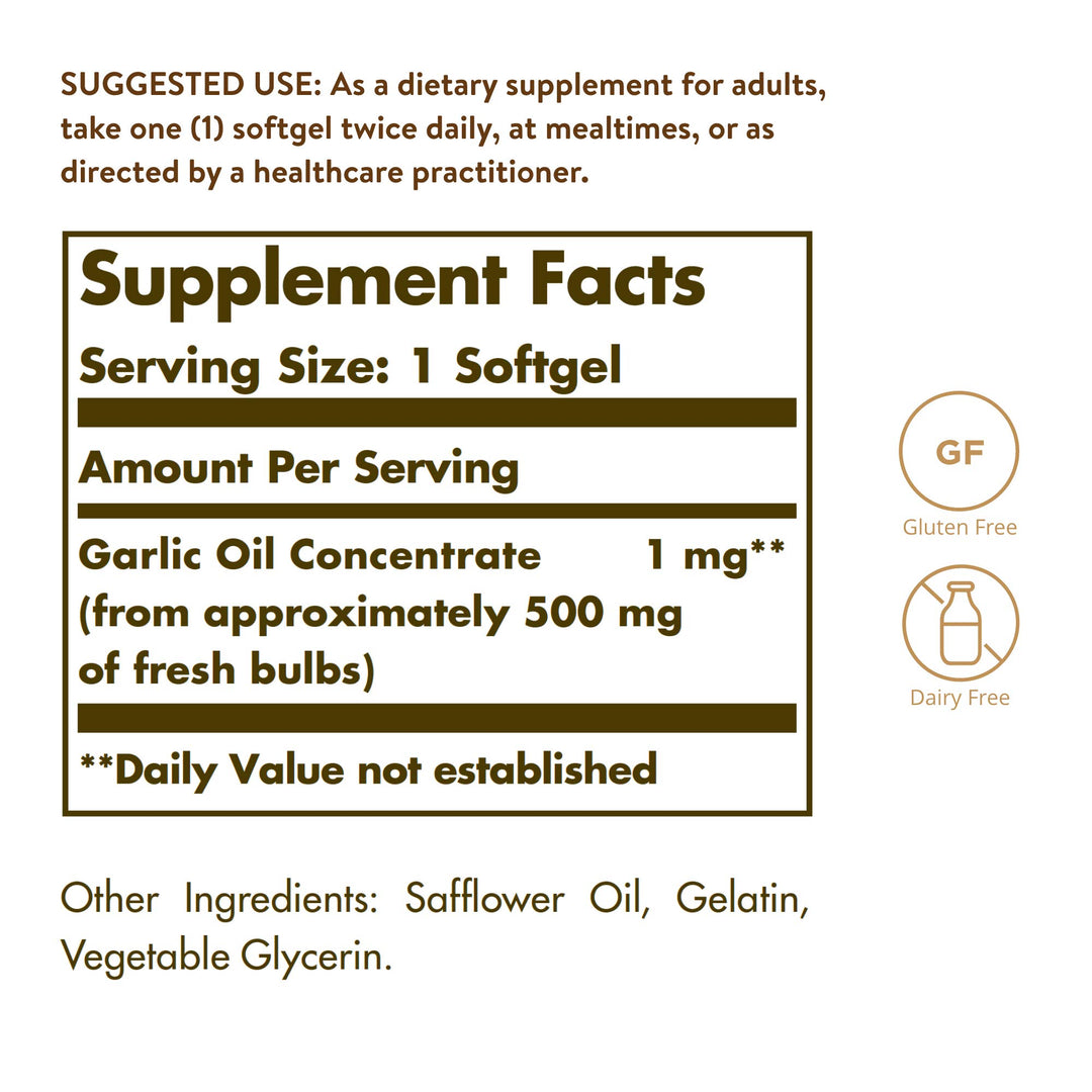 Solgar Garlic Oil Softgels, 250 Count