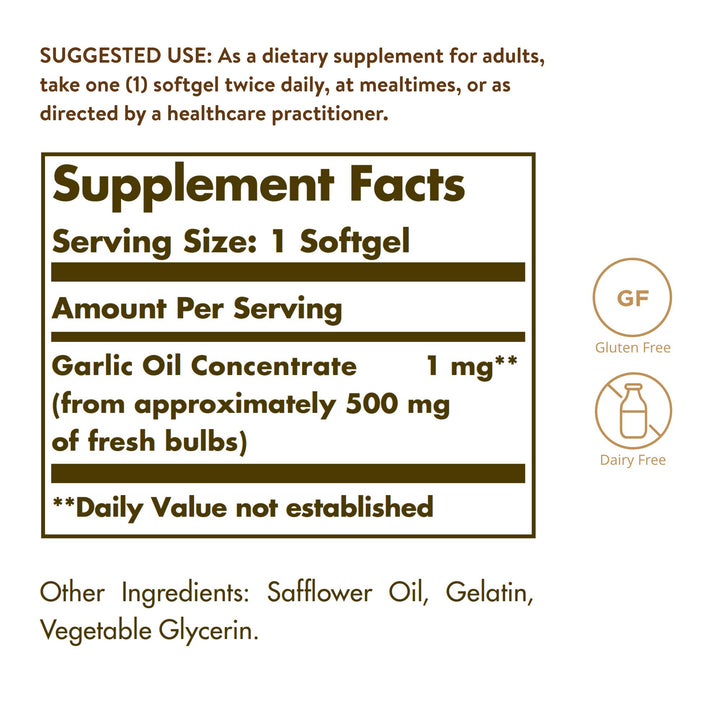 Solgar Garlic Oil Softgels, 250 Count