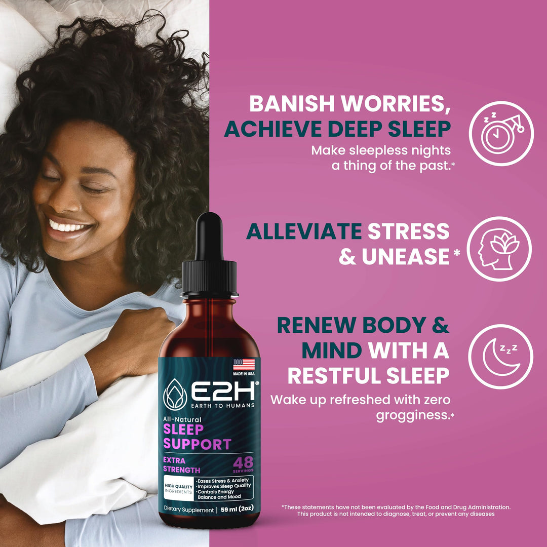 E2H Earth to Humans Natural Sleep Aid Liquid Melatonin, Chamomile, 2 Count